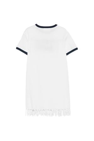 Abito in cotone bianco con bordo sfrangiato SAINT BARTH KIDS | ABY000401208L